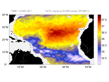 Sea surface salinity, November 15, 2011