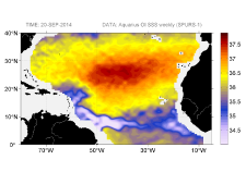 Sea surface salinity, September 20, 2014