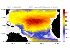 Sea surface salinity, November 15, 2014