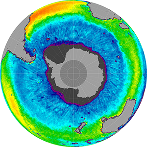 Sea surface salinity in the Southern Hemisphere, April 2012