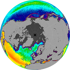 Sea surface salinity in the Northern Hemisphere, April 2014