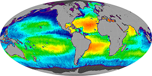 Global sea surface salinity, August 2012
