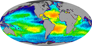 Global sea surface salinity, February 2012