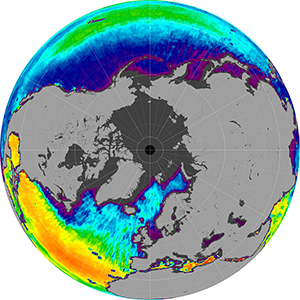 Sea surface salinity in the Northern Hemisphere, January 2012