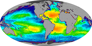 Global sea surface salinity, January 2014