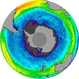 Sea surface salinity in the Southern Hemisphere, January 2014