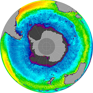 Sea surface salinity in the Southern Hemisphere, January 2015