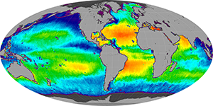 Global sea surface salinity, July 2013