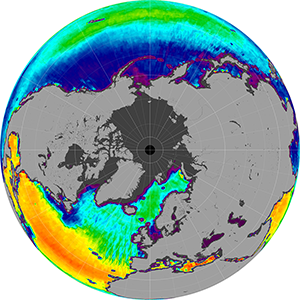 Sea surface salinity in the Northern Hemisphere, June 2013