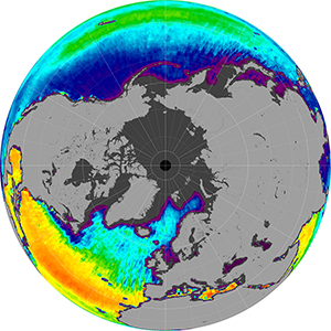 Sea surface salinity in the Northern Hemisphere, March 2013