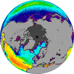 Sea surface salinity in the Northern Hemisphere, November 2013