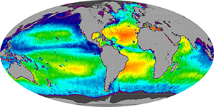 Global sea surface salinity, October 2011