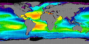 Global sea surface salinity, 2012