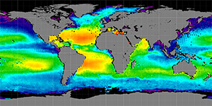 Global sea surface salinity, April 2012-2015