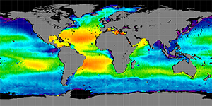 Global sea surface salinity, July 2012-2014