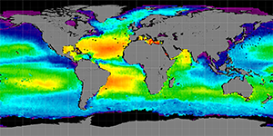 Global sea surface salinity, Autumn 2012