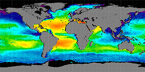 Global sea surface salinity, Spring 2012
