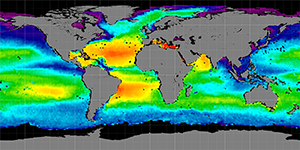 Global sea surface salinity, Summer 2013