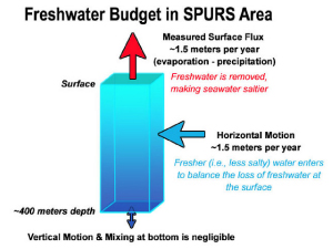 Freshwater budget in the SPURS area