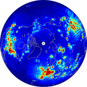 Global scatterometer percent rfi, February 2012