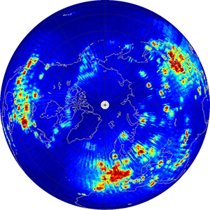 Global scatterometer percent rfi, April 2012