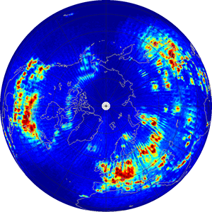 Global scatterometer percent rfi, February 2013