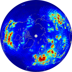 Global scatterometer percent rfi, April 2013
