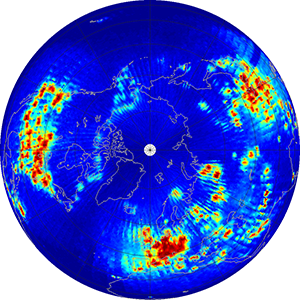 Global scatterometer percent rfi, October 2013