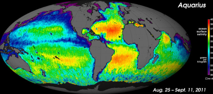 First global map of the salinity of Earth's ocean surface
