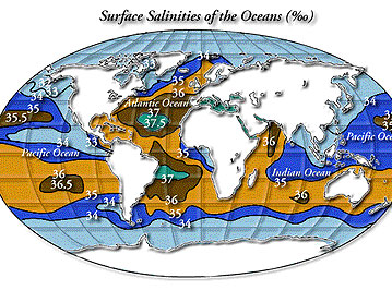 Surface salinities of the oceans