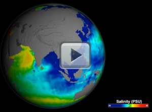 Aquarius Sea Surface Salinity, 2011-2014 (Rotating Globe)